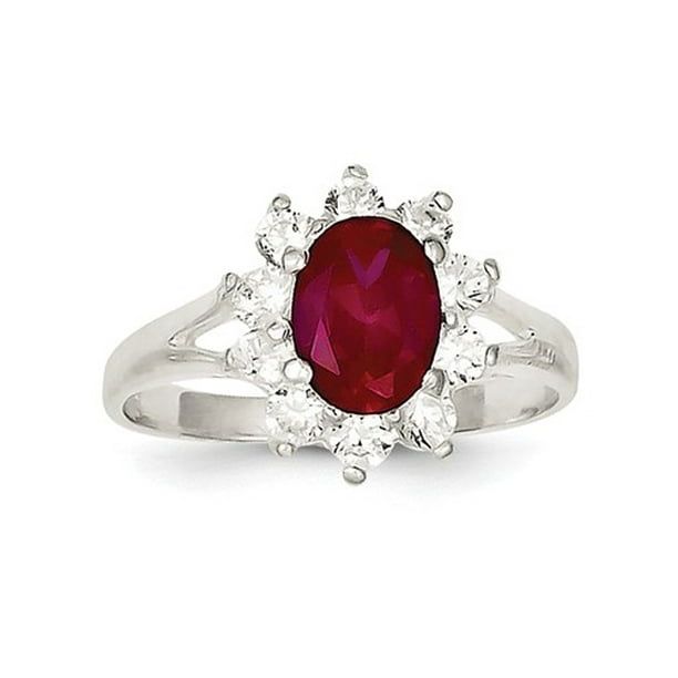 Beautiful Sterling Silver Red Oval CZ Cluster Ring Beautiful Sterling Silver Red Oval CZ Cluster Ring